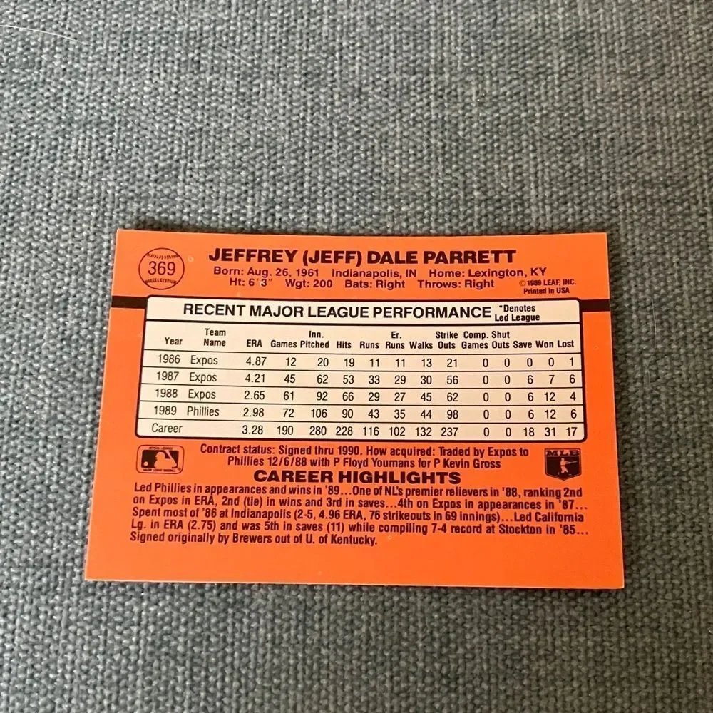 1990 Donruss Philadelphia Phillies Baseball Card Trading Card